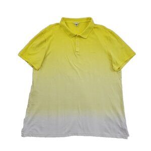 Calvin Klein Ombre Polo Golf Shirt Men's Size L Large Yellow White Short Sleeve